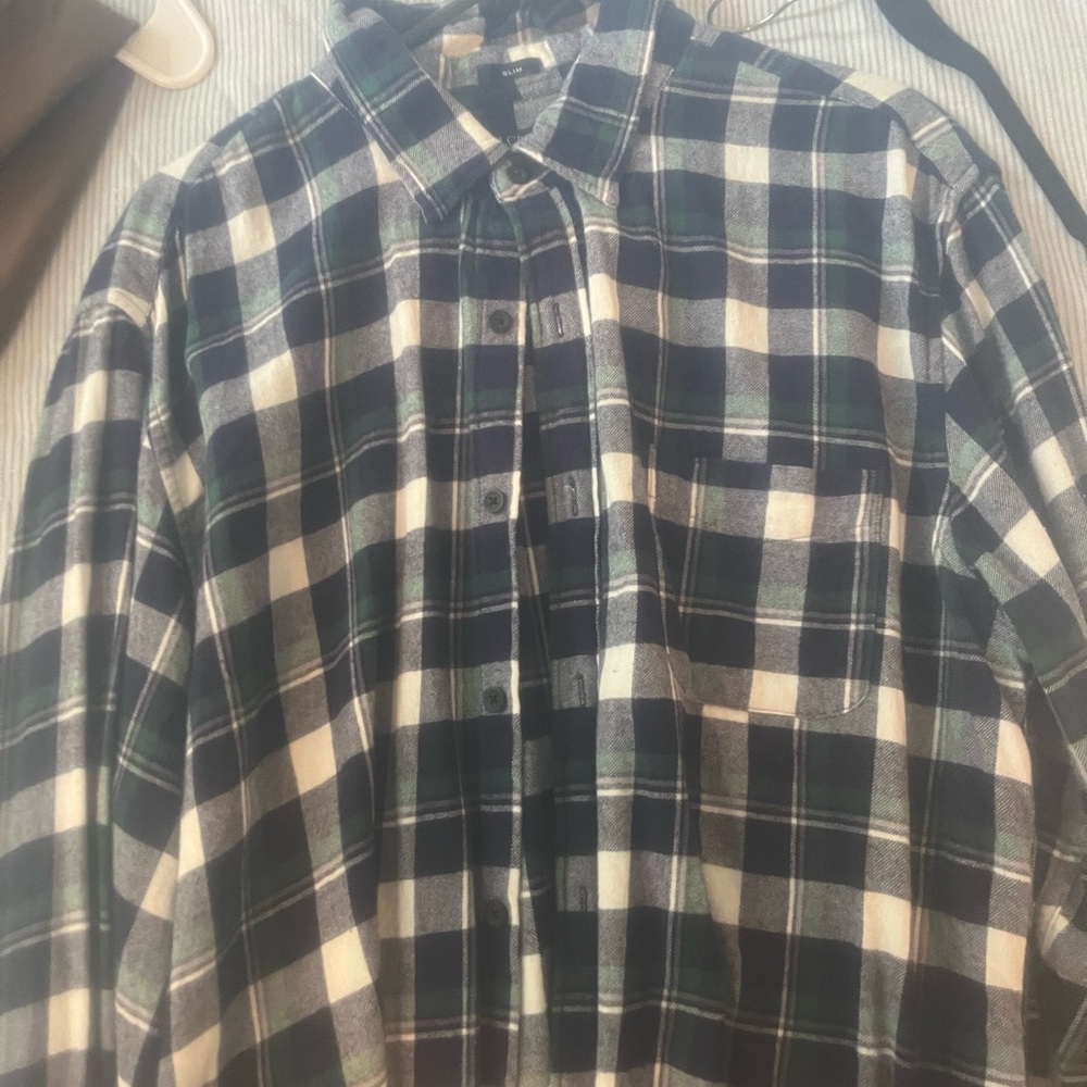 J. Crew Casual Blue and Green Button Down Shirt